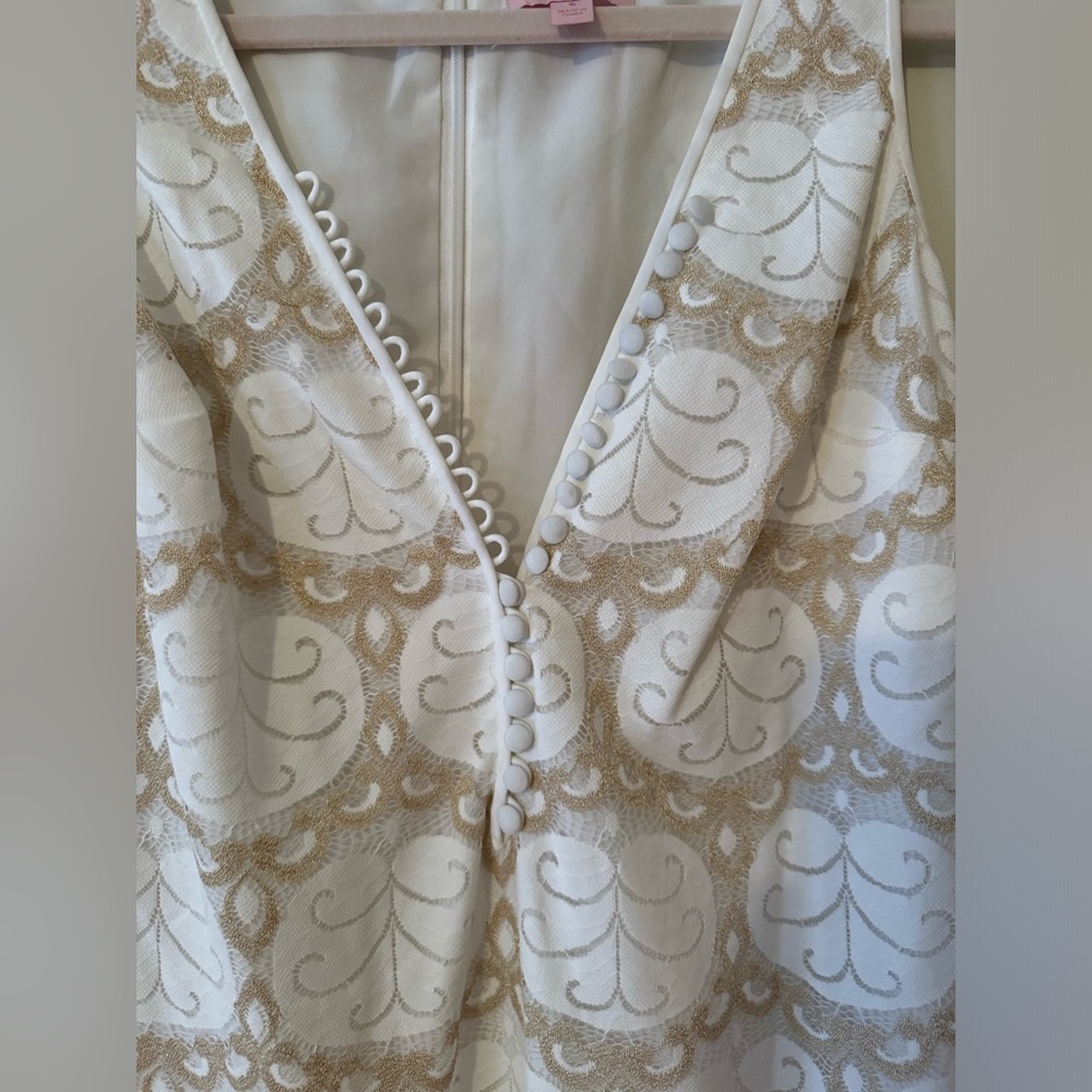 Lilly Pulitzer Nadine Resort White Lilly Pad Lace Lined Shift Dress - Picture 7 of 9